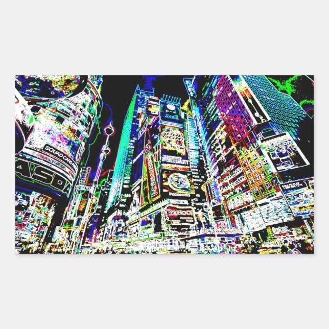 Neon New York City Rectangular Sticker (Front)