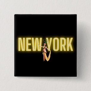 Neon New York & Vintage Beauties 15 Cm Square Badge