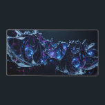 Neon Nexus: Interwoven Techno-Organic Structure Desk Mat<br><div class="desc">This visually mesmerizing artwork blends the esthetic of advanced technology with organic fluidity. Twisting metallic forms and translucent surfaces interlock in a complex pattern, housing vibrant neon cores in hues of blue, violet, and magenta. The design evokes a futuristic biomaterial, deep-space architecture, or even a digital organism—offering a captivating balance...</div>