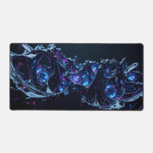 Neon Nexus: Interwoven Techno-Organic Structure Desk Mat