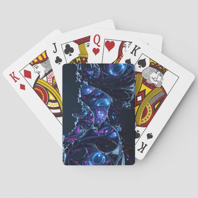 Neon Nexus: Interwoven Techno-Organic Structure Playing Cards (Back)
