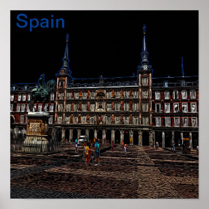 Neon Night Art of Madrid Poster
