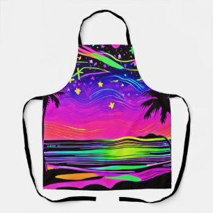 Neon Night Beachscape Apron