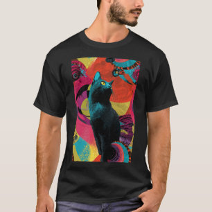 Neon Night Cat – Psychedelic T-Shirt