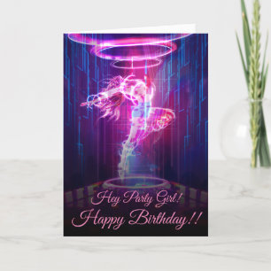 Neon Night Club Dancer Card