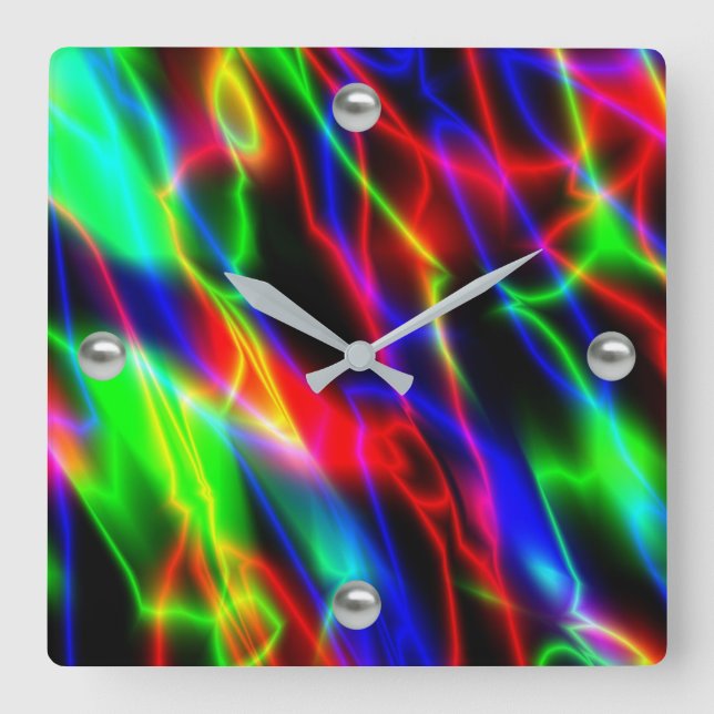 Neon Night Square Wall Clock (Front)