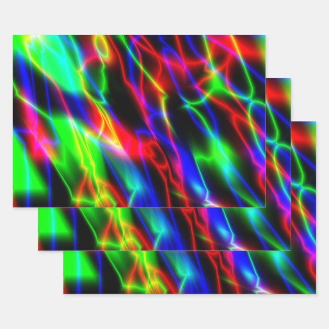 Neon Night Wrapping Paper Sheet (Set)