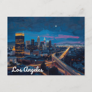 Neon Nights in Los Angeles Skyline Postcard