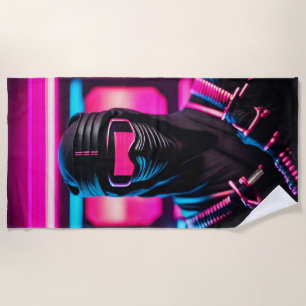 neon ninja beach towel