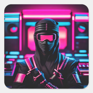neon ninja square sticker