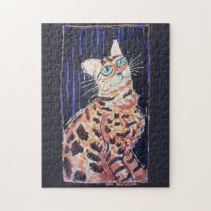 Neon Noir Bengal Cat Jigsaw Puzzle