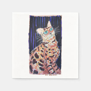 Neon Noir Bengal Cat Napkin