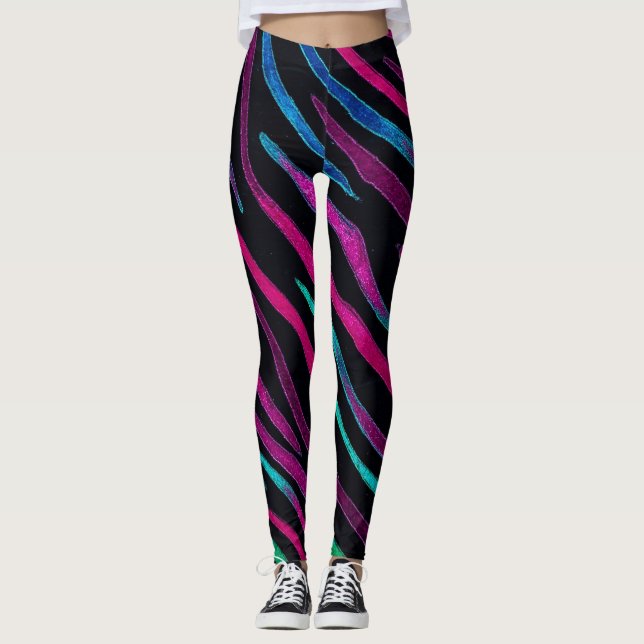 Neon Noir Zebra Pattern Leggings (Front)