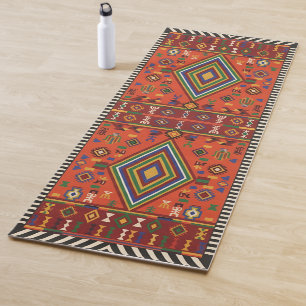 Neon Nomad Soul -Vibrant Tribal Geometric Tapestry Yoga Mat