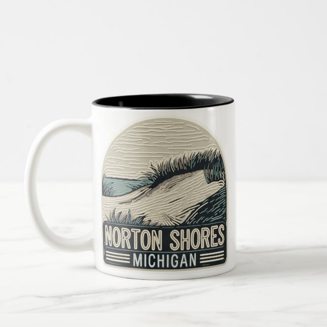 Neon Norton Shores  Two-Tone Coffee Mug (Left)