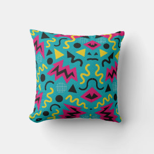 Neon Nostalgia: A Bold 90s Remix Cushion