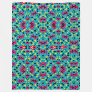 Neon Nostalgia: A Bold 90s Remix Fleece Blanket