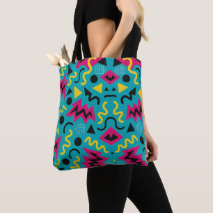 Neon Nostalgia: A Bold 90s Remix Tote Bag