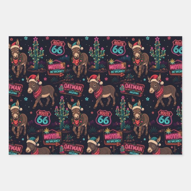 Neon Oatman Christmas Desert Magic Wrapping Paper Sheet (Front)