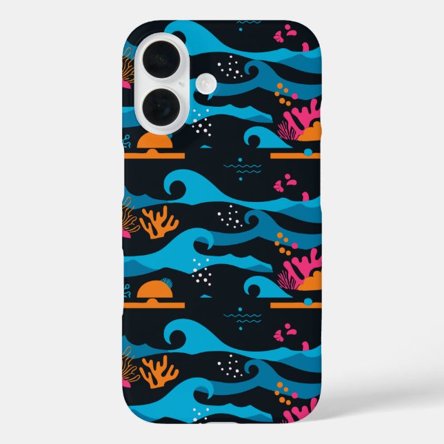 Neon Ocean Abstract Case-Mate iPhone Case (Back)