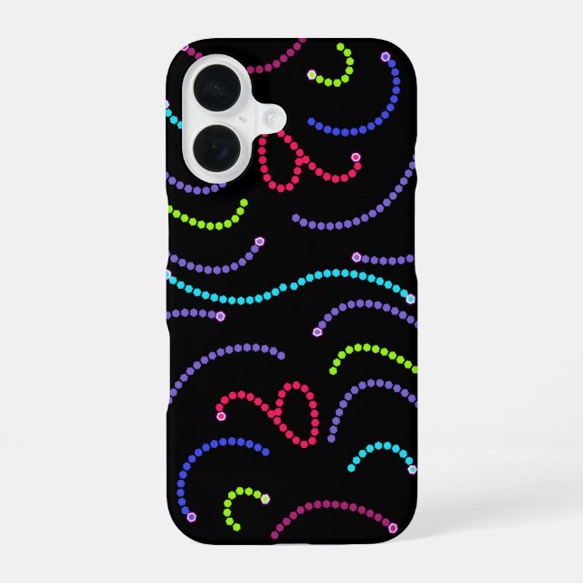 Neon Octagonal Bright Lights iPhone 16 Case (Back)