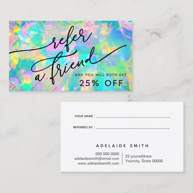 neon opal texture referral card (Front/Back)