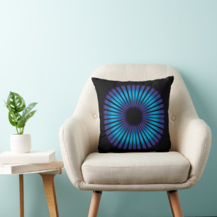 Neon Optical Illusion On Black Cushion