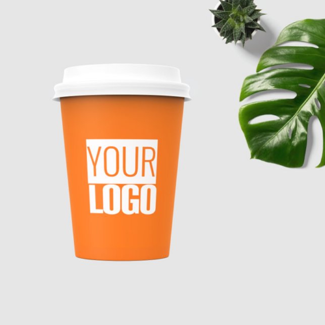 neon  orange  -  add bold logo paper cups (Creator Uploaded)
