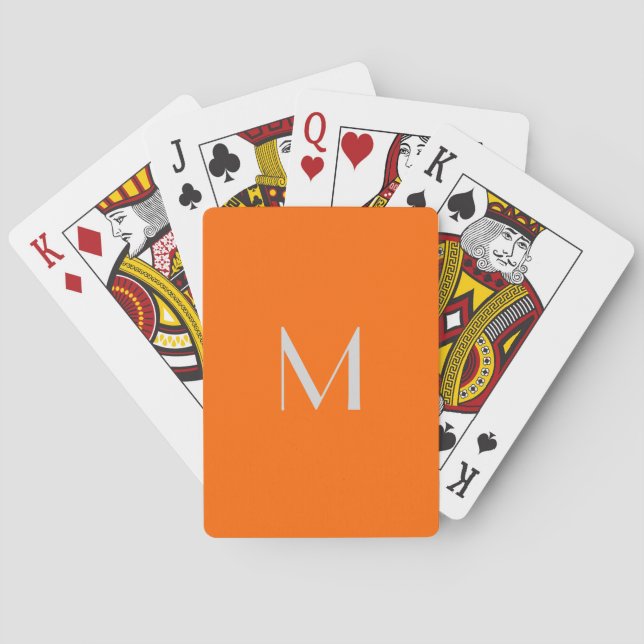 neon orange - add monogram  playing cards (Back)