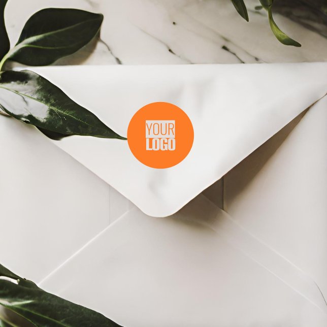  Neon  orange  - add your  logo  Classic Round Sticker (Creator Uploaded)