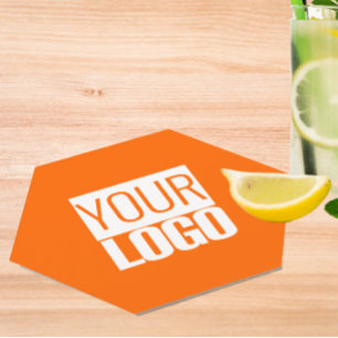  Neon  orange  - add your  logo  Paper Coaster