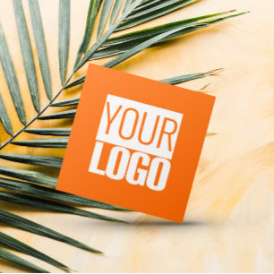 Neon orange - add your logo Square Business Card