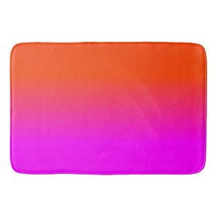 Neon Orange and Hot Pink Ombre Shade Colour Fade Bath Mat