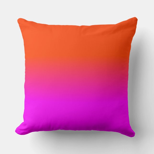 Neon Orange and Hot Pink Ombre Shade Colour Fade Cushion (Front)