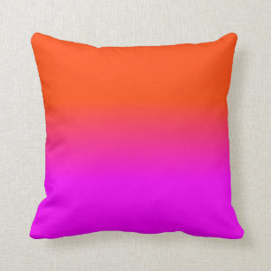 Neon Orange and Hot Pink Ombre Shade Colour Fade Cushion