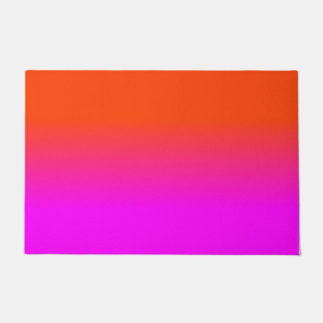 Neon Orange and Hot Pink Ombre Shade Colour Fade Doormat (Front)