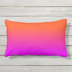 Neon Orange and Hot Pink Ombre Shade Colour Fade Lumbar Cushion