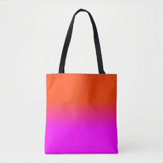 Neon Orange and Hot Pink Ombre Shade Colour Fade Tote Bag