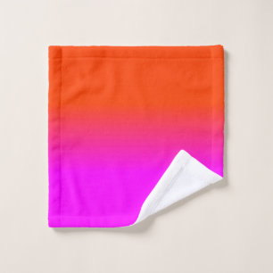 Neon Orange and Hot Pink Ombre Shade Colour Fade Wash Cloth