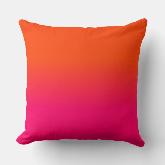 Neon Orange and Neon Pink Ombre Shade Colour Fade Cushion (Front)