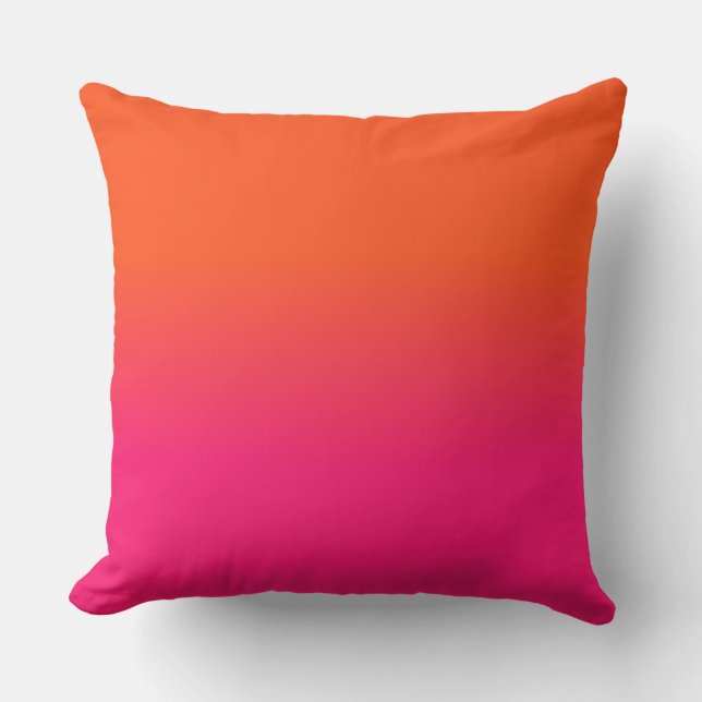 Neon Orange and Neon Pink Ombre Shade Colour Fade Cushion (Front)