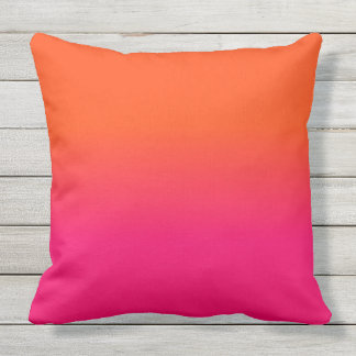 Neon Orange and Neon Pink Ombre Shade Colour Fade Cushion