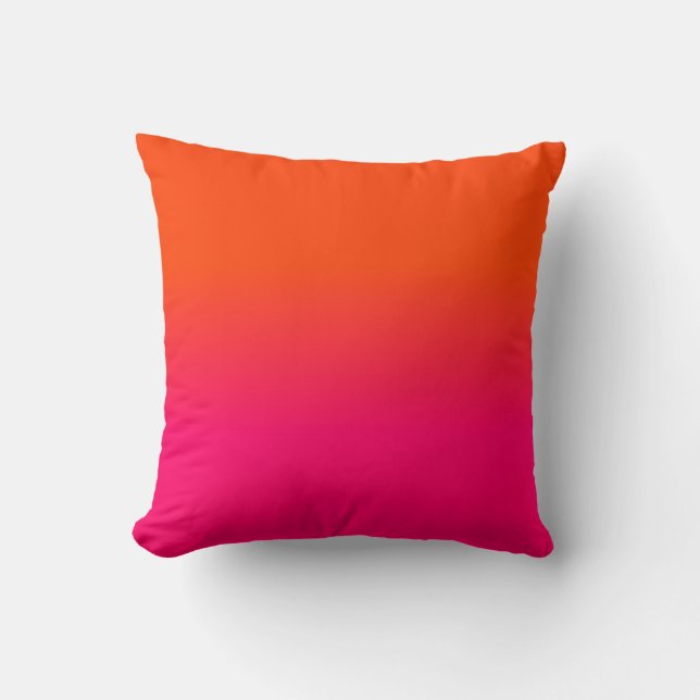 Neon Orange and Neon Pink Ombre Shade Colour Fade Cushion (Front)