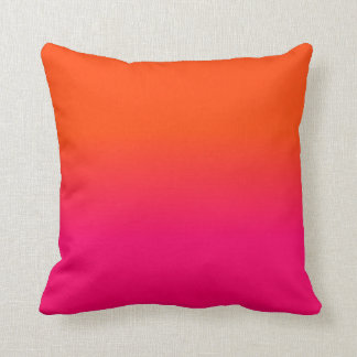 Neon Orange and Neon Pink Ombre Shade Colour Fade Cushion