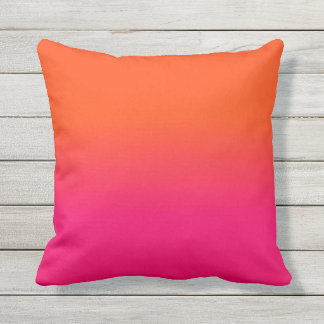 Neon Orange and Neon Pink Ombre Shade Colour Fade Cushion