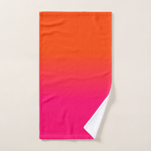 Neon Orange and Neon Pink Ombre Shade Colour Fade Hand Towel