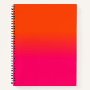 Neon Orange and Neon Pink Ombre Shade Colour Fade Notebook