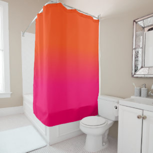 Neon Orange and Neon Pink Ombre Shade Colour Fade Shower Curtain