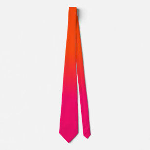 Neon Orange and Neon Pink Ombre Shade Colour Fade Tie