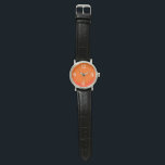 Neon orange - Arabic numerals watch<br><div class="desc">Bold , neon orange coloured watch face design - Arabic numerals in white . Wrist watch for him who likes bright colours . You can customise it now with his name / text / monogram etc . Unique design by Alma Wad . --------------- Orange - the colour of the Sun...</div>